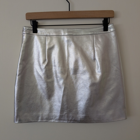 Forever 21 Womens Medium Silver Mini Skirt Metallic Glam Maximalist Party - Picture 4 of 6